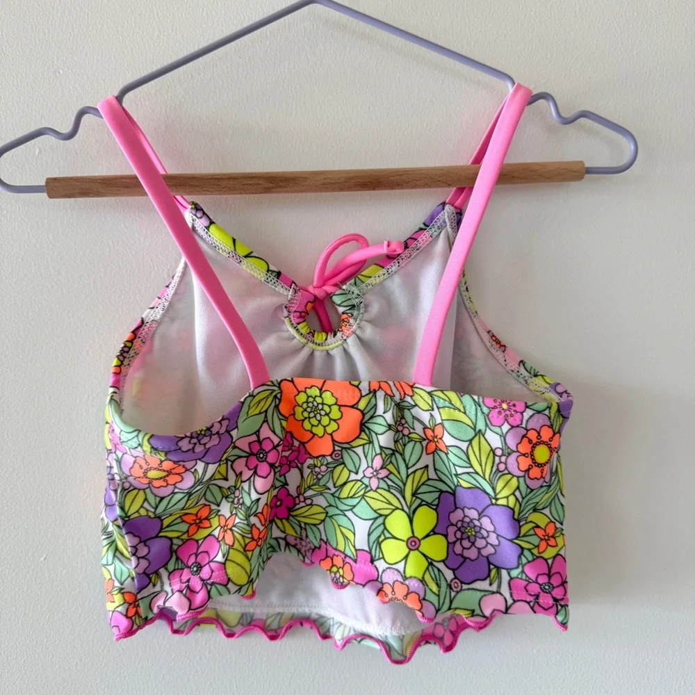Cat & Jack Art Class Swimsuit Bundle Girls 4/5 Floral Tankini Leopard One-Piece